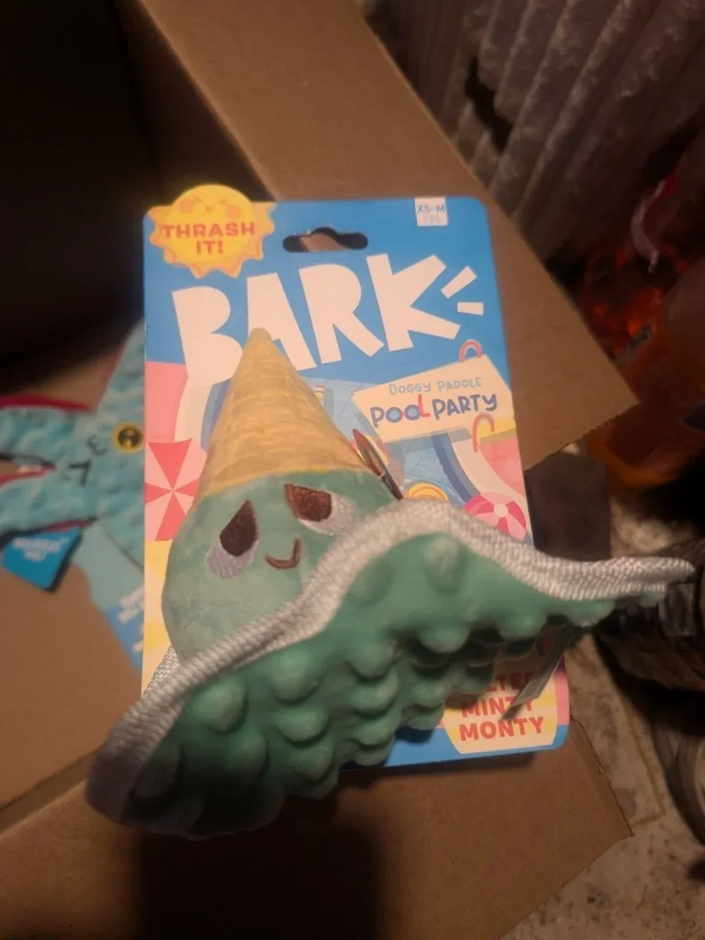 BarkBox BARK Melted Ice Cream Cone Plush Squeaky Dog Toy Summer Pool Party New
